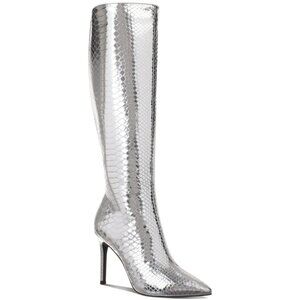 I.N.C International Concepts Women Rajel Wide Calf Dress Boot Silver Size 8W NIB